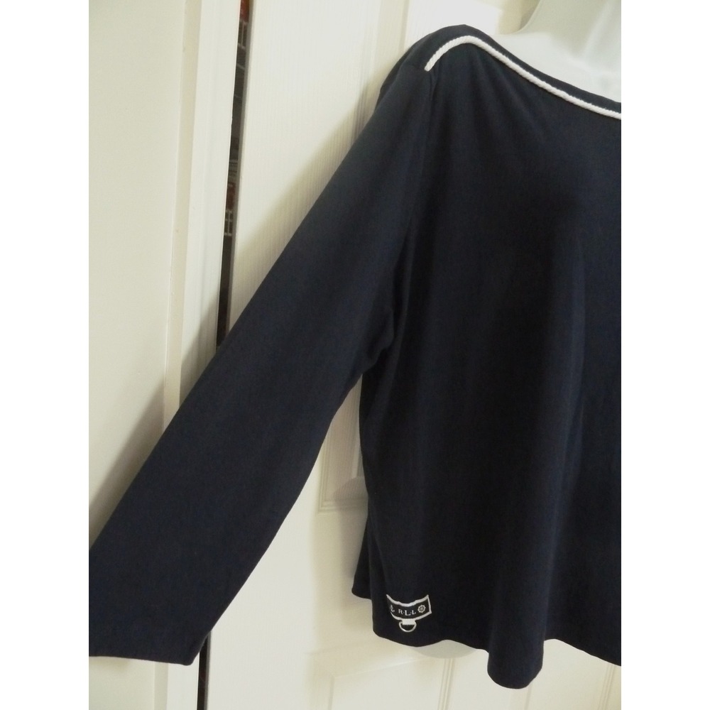 LAUREN RALPH LAUREN Plus Sz 2X Nautical Corded Pullover Boatneck Top Coastal - Picture 4 of 6